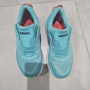 Hoka One One Women's Aqua and Coral Athletic Shoes